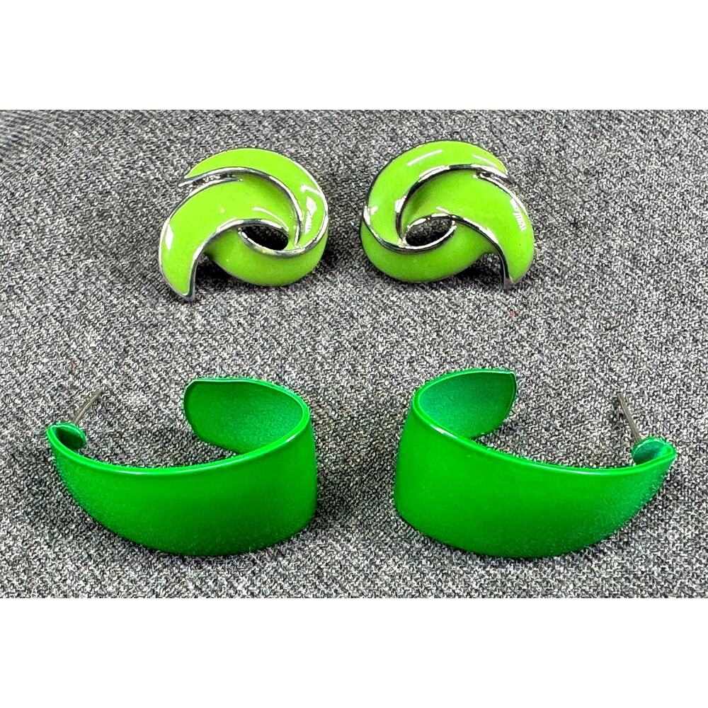 Green Double Pierced Earring Set